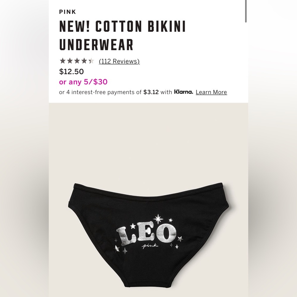 Victoria’s Secret PINK Leo cotton bikini underwear